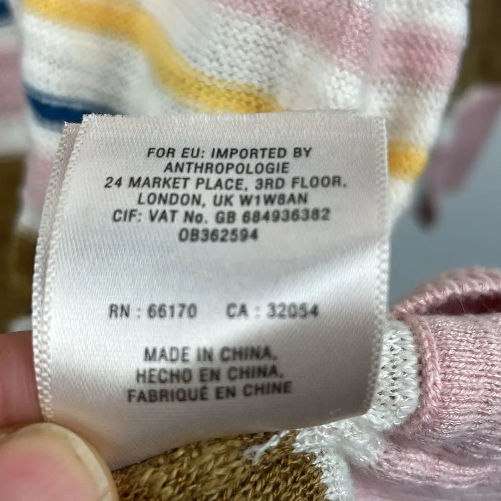 Moth Anthropologie Pink Striped Sweater pullover Lightweight size Medium